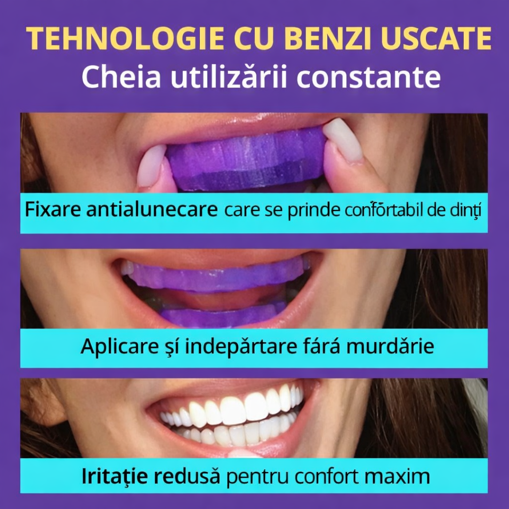 Benzi de Albire pentru Dinți – Zâmbet Vizibil Mai Alb